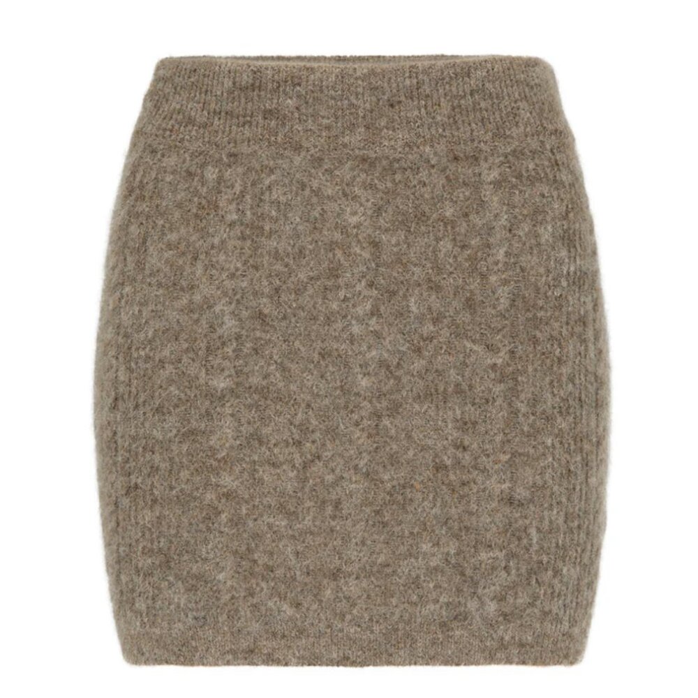 NAGNATA CABLE KNIT ALPACA WOOL SKIRT FAWN COLOR SIZE SMALL